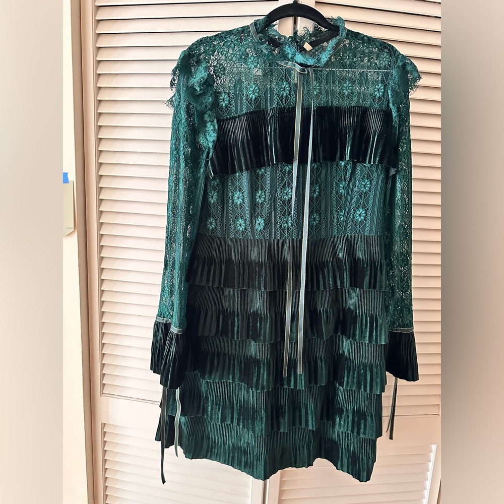 Like new green velvet lace dress